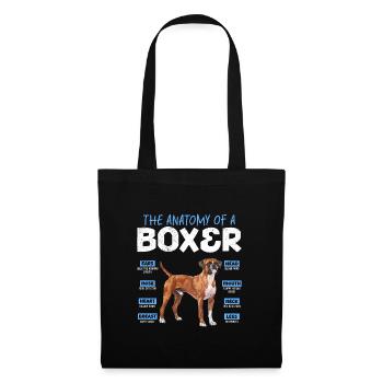 Boxer Besitzer ANATOMY OF A BOXER Lustig Deutscher - Stoffbeutel - Schwarz - Vorne