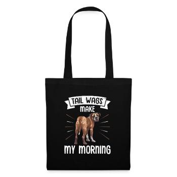 Boxer Dog TAIL WAGS MAKE MY MORNING Funny - Tote Bag - black - Front