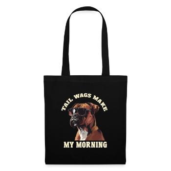 German Boxer TAIL WAGS MAKE MY MORNING Funny - Tote Bag - black - Front