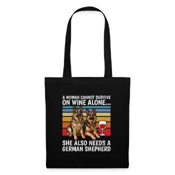 German Shepherd Woman can't Survive with Wine alone - Tote Bag - black - Front