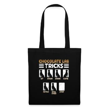 Labrador Drôle CHOCOLATE LAB TRICKS Têtu - Sac en tissu - noir - Devant