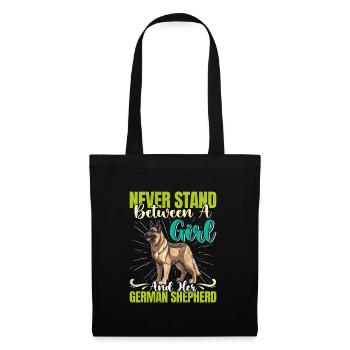 Hundemama NEVER STAND BETWEEN A GIRL AND GERMAN - Stoffbeutel - Schwarz - Vorne