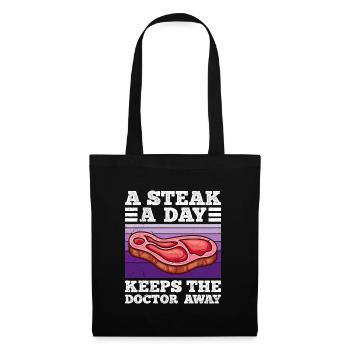 Funny Carnivore A Steak A Day Keeps Doc Away - Tote Bag - black - Front