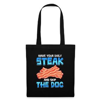 Anti-végétarien Prenez votre steak quotidien Évitez le doc - Sac en tissu - noir - Devant