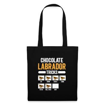 Brauner Labrador CHOCOLATE LABRADOR TRICKS Lustig - Stoffbeutel - Schwarz - Vorne