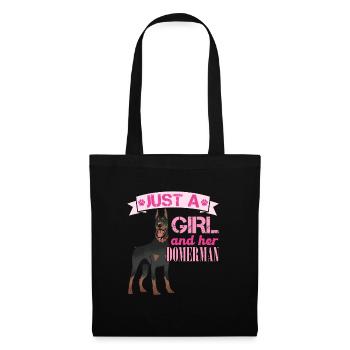 Chien Maman JUSTE UNE FILLE ET SON DOBERMAN Drôle - Sac en tissu - noir - Devant