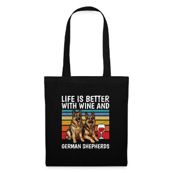 German Shepherd Life is Better with Wine and German - Tote Bag - black - Front