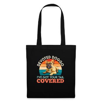 French Bulldog DEVOTED DOGGO Funny - Tote Bag - black - Front