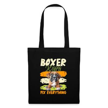 BOXER KISSES FIX EVERYTHING Boxer allemand - Sac en tissu - noir - Devant