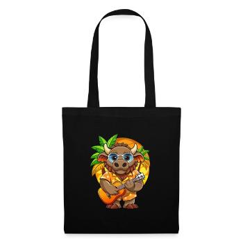 Funny Bison Cartoon Summer Beach Sunglasses Guitar - Tote Bag - black - Front