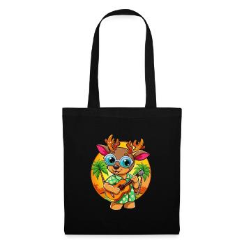 Funny Deer Cartoon Summer Beach Sunglasses Guitar - Tote Bag - black - Front