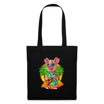 Lustige Schwein Cartoon Sommer Strand Sonnenbrille Gitarre - Stoffbeutel - Schwarz - Vorne