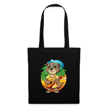 Lustige Otter Cartoon Sommer Strand Sonnenbrille Gitarre - Stoffbeutel - Schwarz - Vorne