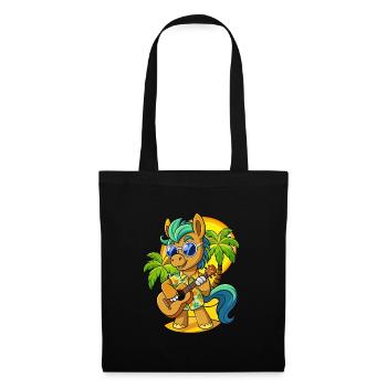 Drôle Pony Dessin Animé Plage D’été Lunettes De Soleil Guitare - Sac en tissu - noir - Devant
