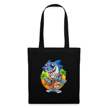Lustige Hai Cartoon Sommer Strand Sonnenbrille Gitarre - Stoffbeutel - Schwarz - Vorne