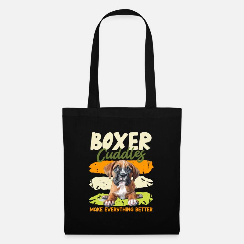 Deutscher Boxer KUSCHELN MIT EINEM BOXER BESSER - Stoffbeutel - Schwarz