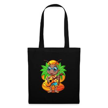 Drôle De Fourmi Dessin Animé Plage D’été Lunettes De Soleil Guitare - Sac en tissu - noir - Devant