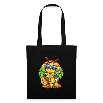 Lustige Biene Cartoon Sommer Strand Sonnenbrille Gitarre - Stoffbeutel - Schwarz - Vorne
