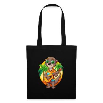 Lustige Otter Cartoon Sommer Strand Sonnenbrille Gitarre - Stoffbeutel - Schwarz - Vorne