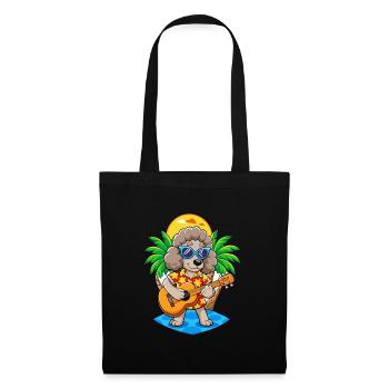 Lustige Pudel Hund Sommer Strand Sonnenbrille Hawaiianisch - Stoffbeutel - Schwarz - Vorne