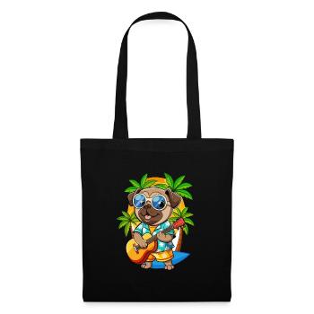 Funny Pug Dog Summer Beach Sunglasses Hawaiian - Tote Bag - black - Front