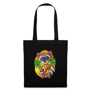Lustige Waschbär Sommer Strand Sonnenbrille Hawaiianisch - Stoffbeutel - Schwarz - Vorne
