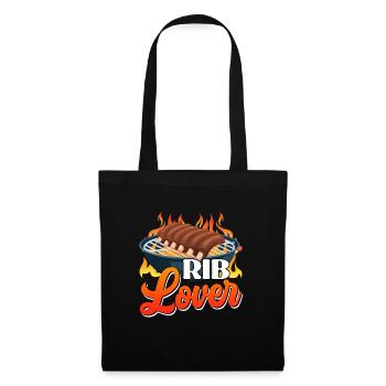 Fleischliebhaber RIB LOVER Grillfeier Lustiges - Stoffbeutel - Schwarz - Vorne