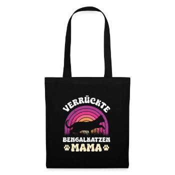 Bengalkatze VERRÜCKTE BENGALKATZEN MAMA Lustiges - Stoffbeutel - Schwarz - Vorne