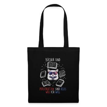 LES LIVRES ET LES CHATS PERSANS SONT TOUT CE QUE JE VEUX - Sac en tissu - noir - Devant