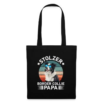 Hundepapa STOLZER BORDER COLLIE PAPA Hundebesitzer - Stoffbeutel - Schwarz - Vorne