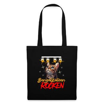 BENGALKATZEN ROCKEN Lustiges Bengalkatzen - Stoffbeutel - Schwarz - Vorne
