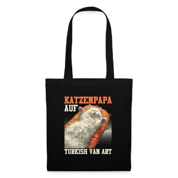 KATZENPAPA AUF TURKISH VAN ART Lustiges Turkish - Stoffbeutel - Schwarz - Vorne