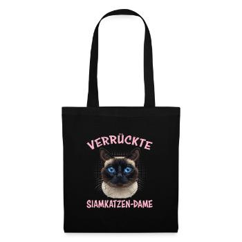 Siamkatzen VERRÜCKTE SIAMKATZEN-DAME Lustiges - Stoffbeutel - Schwarz - Vorne