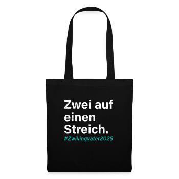 Zwillingspapa ZWEI AUF EINEN STREICH ZWILLINGVATER - Stoffbeutel - Schwarz - Vorne