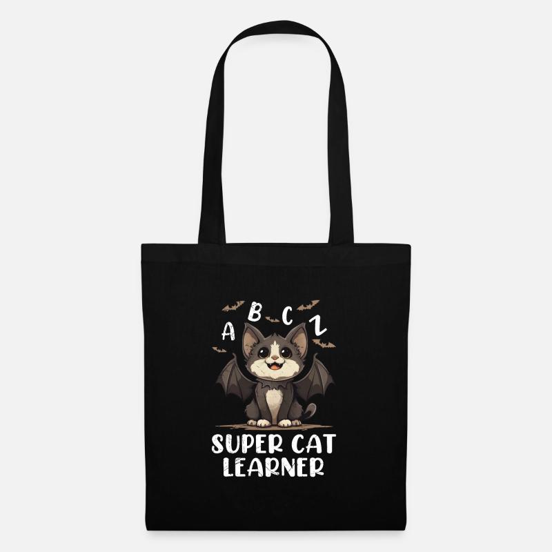 Halloween Kostüm Kinder SUPER CAT LEARNER Lustig - Stoffbeutel - Schwarz