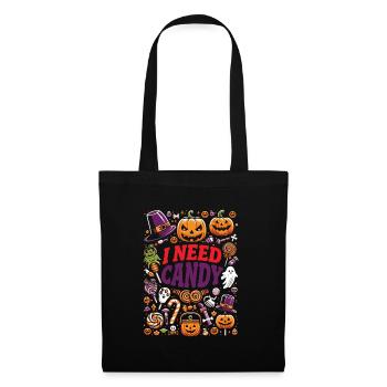 Costume d’Halloween Enfants J’AI BESOIN DE BONBONS DRÔLE - Sac en tissu - noir - Devant