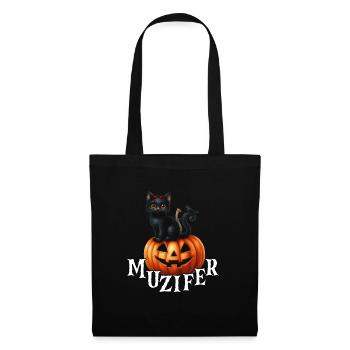 Halloween MUZIFER Lustiges Halloween Kinder - Stoffbeutel - Schwarz - Vorne