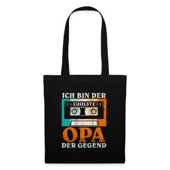 Großvater BIN DER COOLSTE OPA DER GEGEND Lustiges - Stoffbeutel - Schwarz - Vorne