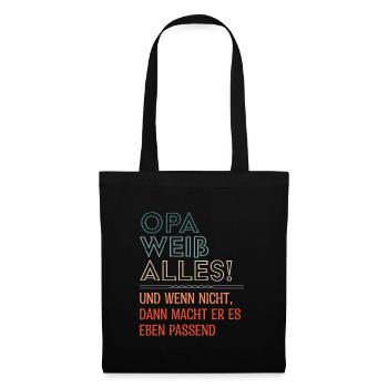 OPA WEIß ALLES UND WENN NICHT MACHT ER ES PASSEND - Stoffbeutel - Schwarz - Vorne
