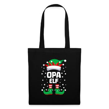 Weihnachten OPA ELF Lustiges Großvater Elfen - Stoffbeutel - Schwarz - Vorne