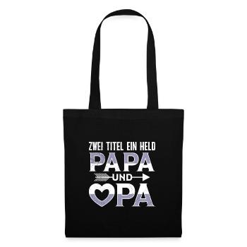 Großvater ZWEI TITEL EIN HELD PAPA UND OPA Lustig - Stoffbeutel - Schwarz - Vorne