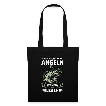 HECHT ANGELN IST MEIN LEBEN Angler Outfit Hecht - Stoffbeutel - Schwarz - Vorne