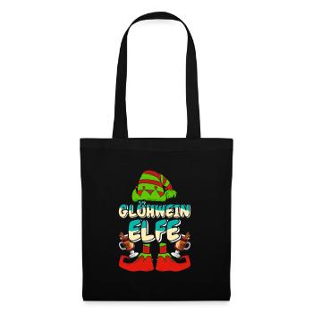 Weihnachtsmarkt GLÜHWEIN ELFE Lustiges Weihnachts - Stoffbeutel - Schwarz - Vorne