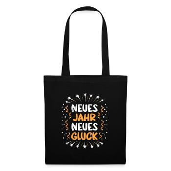 NEUES JAHR NEUES GLÜCK Silvester Feuerwerk - Stoffbeutel - Schwarz - Vorne