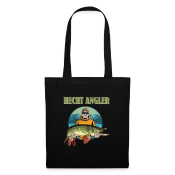 HECHT ANGLER Geburtstag Angeln Hobby Fischen - Stoffbeutel - Schwarz - Vorne