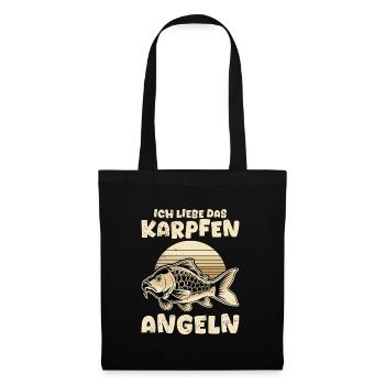 Angler ICH LIEBE DAS KARPFEN ANGELN Lustiges - Stoffbeutel - Schwarz - Vorne