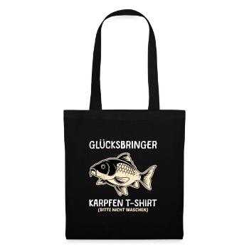 Angler GLÜCKSBRINGER KARPFEN T-SHIRT NICHT WASCHEN - Stoffbeutel - Schwarz - Vorne