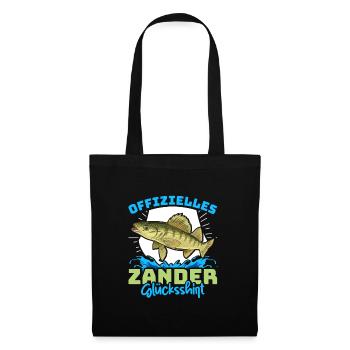 Zander Angeln OFFIZIELLES ZANDER GLÜCKSSHIRT - Stoffbeutel - Schwarz - Vorne