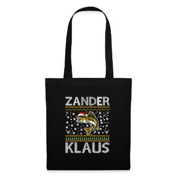 Lustiges Angler Outfit Weihnachten - Stoffbeutel - Schwarz - Vorne
