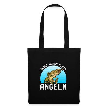 Angler Geburtstag COOLE JUNGS GEHEN ANGELN Lustig - Stoffbeutel - Schwarz - Vorne